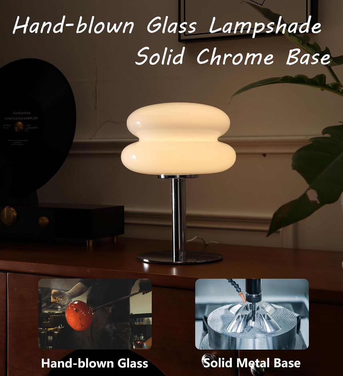 Glivpny Mushroom Lamp Table Lamp, Mid Century Modern Bedroom Lamps(White)