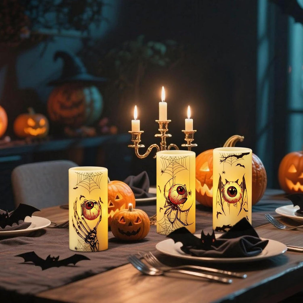 Spooky Halloween Flameless Candles Battery Operated with 6H Timer