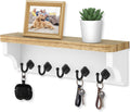 Nekon Key Holder for Wall, 11.8" W x 3.5" H x 2.8" D Wall Shelf, Wood