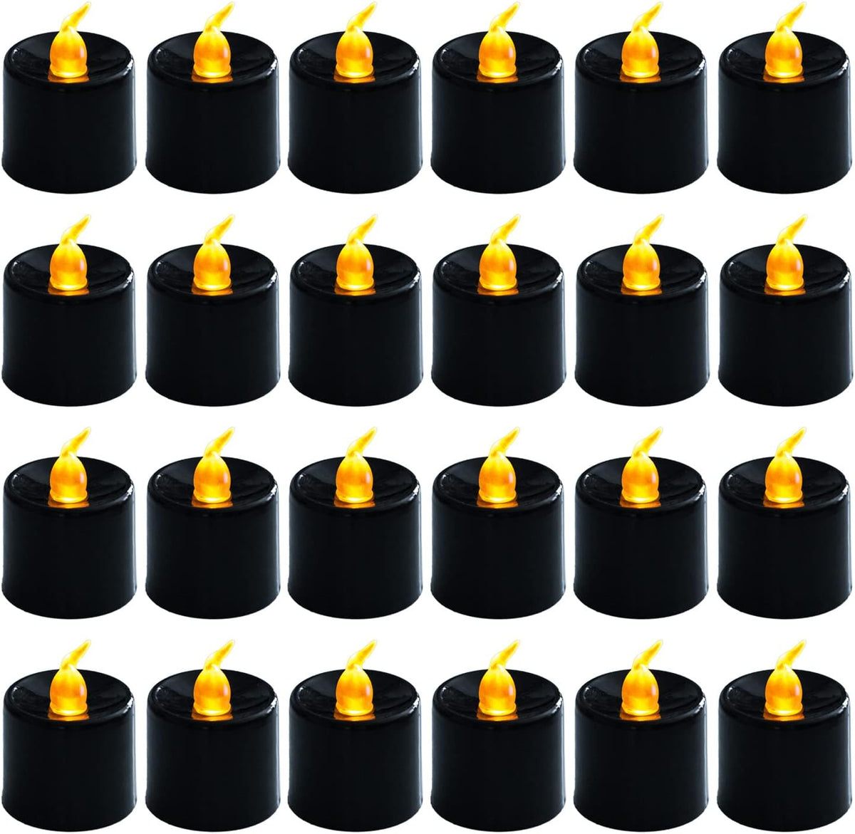LANKER 24Pack Black Tealights Candles, Flickering Yellow Flameless Candles (Black)