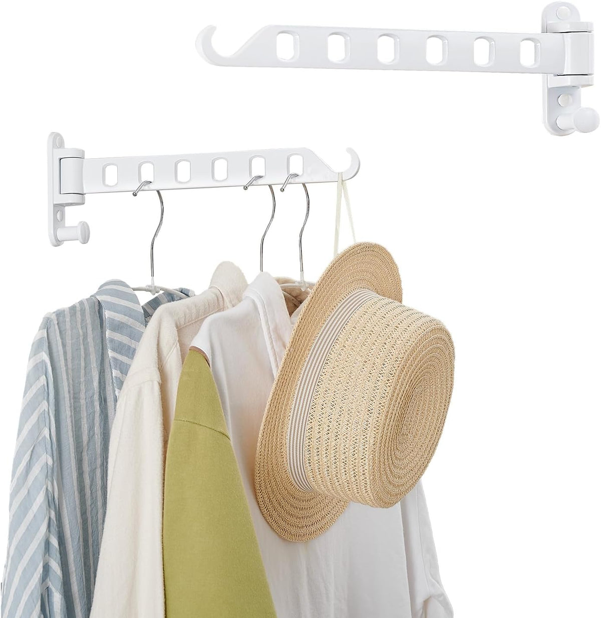 JOOM Clothes Drying Rack Wall Mounted, 13-Inch Foldable Arm, White 2 Pack