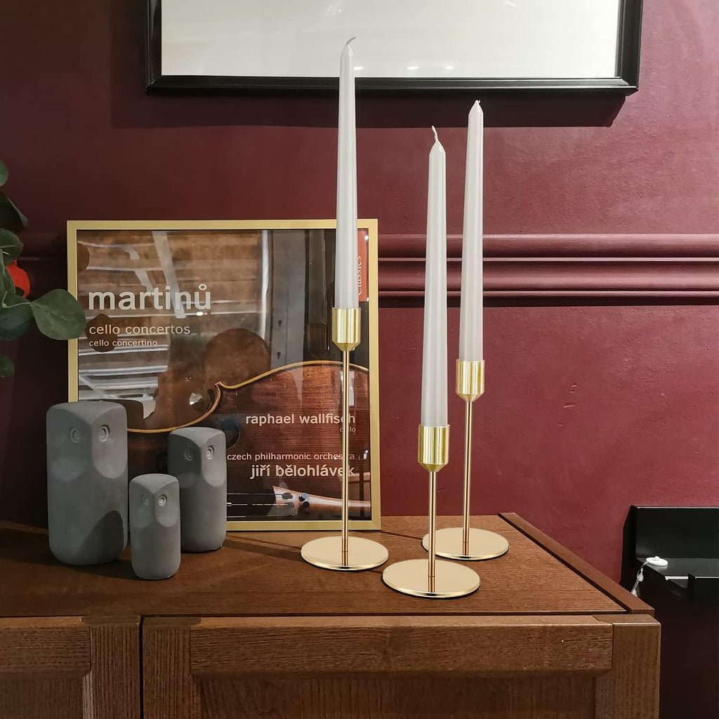 Gold Metal Taper Candle Holders Set of 6, Wedding Dining Table Decor