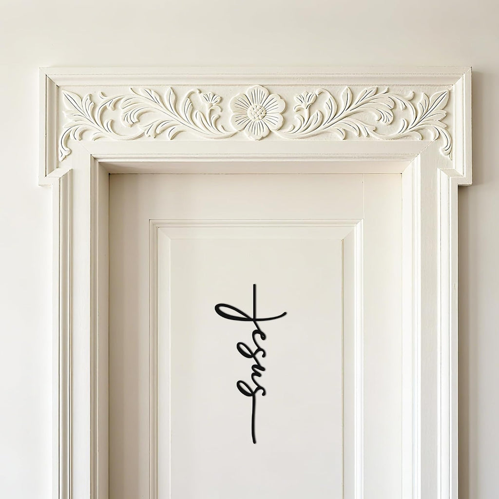 JEWLOVE Jesus Name Cross Metal Wall Art, Christian Church Home Decor