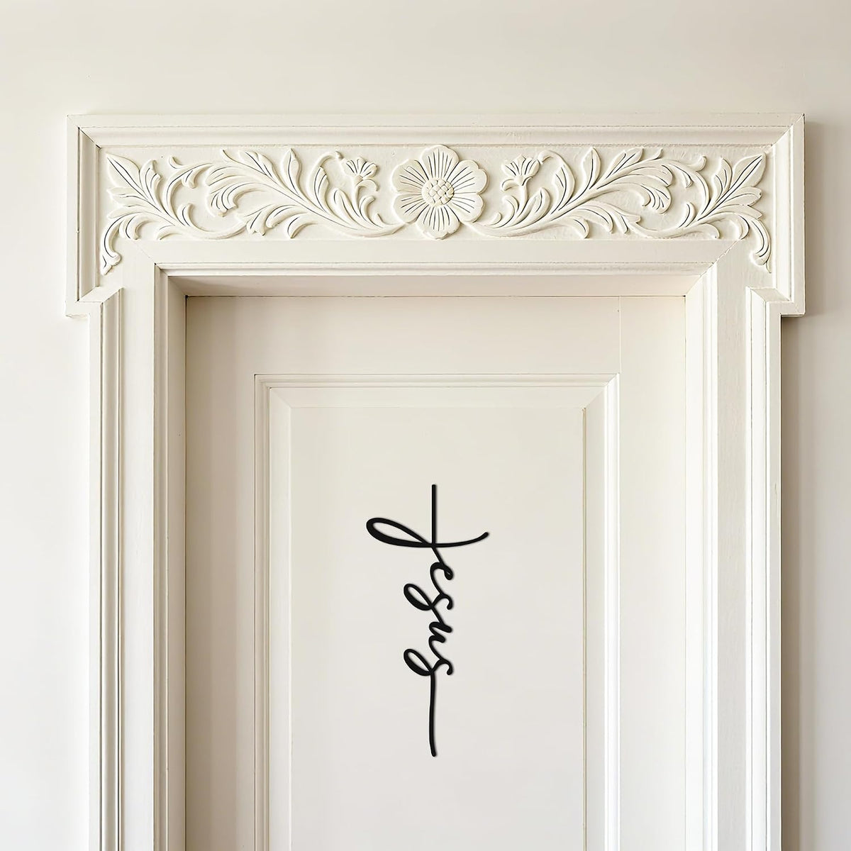 JEWLOVE Jesus Name Cross Metal Wall Art, Christian Church Home Decor