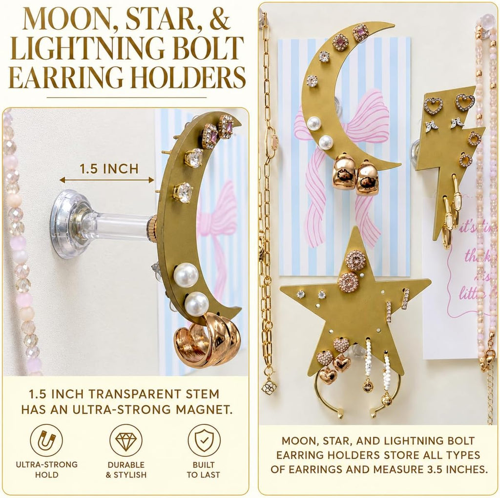 Magnetic Wall Mounted Jewelry Organizer | Hanging Jewelry Storage | Preppy Jewelry Holder For The Wall | Trendy Jewelry Storage Solutions For Girls & Young Adults