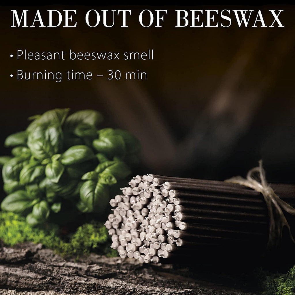 Danilovo Thin Taper Beeswax Candles - Honey-Scented, Decorative Candles Ideal for Birthday Decoration or Church Prayers - Black Drip Free, Tall & Smokeless Pack of 350 pcs, 6.3 x 0.2 inch