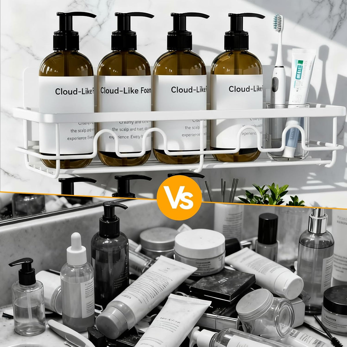 Adhesive Shower Caddy, Large Capacity Shower Racks for Inside Shower, No Drill Bathroom Shower Organizer and Storage, 2 Pack White Bathroom Shelves, Home Decor Rv Accessories, Apartment