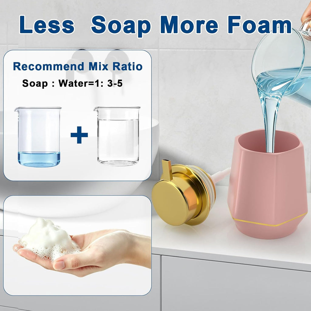 12oz Ceramic Foaming Soap Dispenser with Gold Foam Pump to Fill Hand Soap