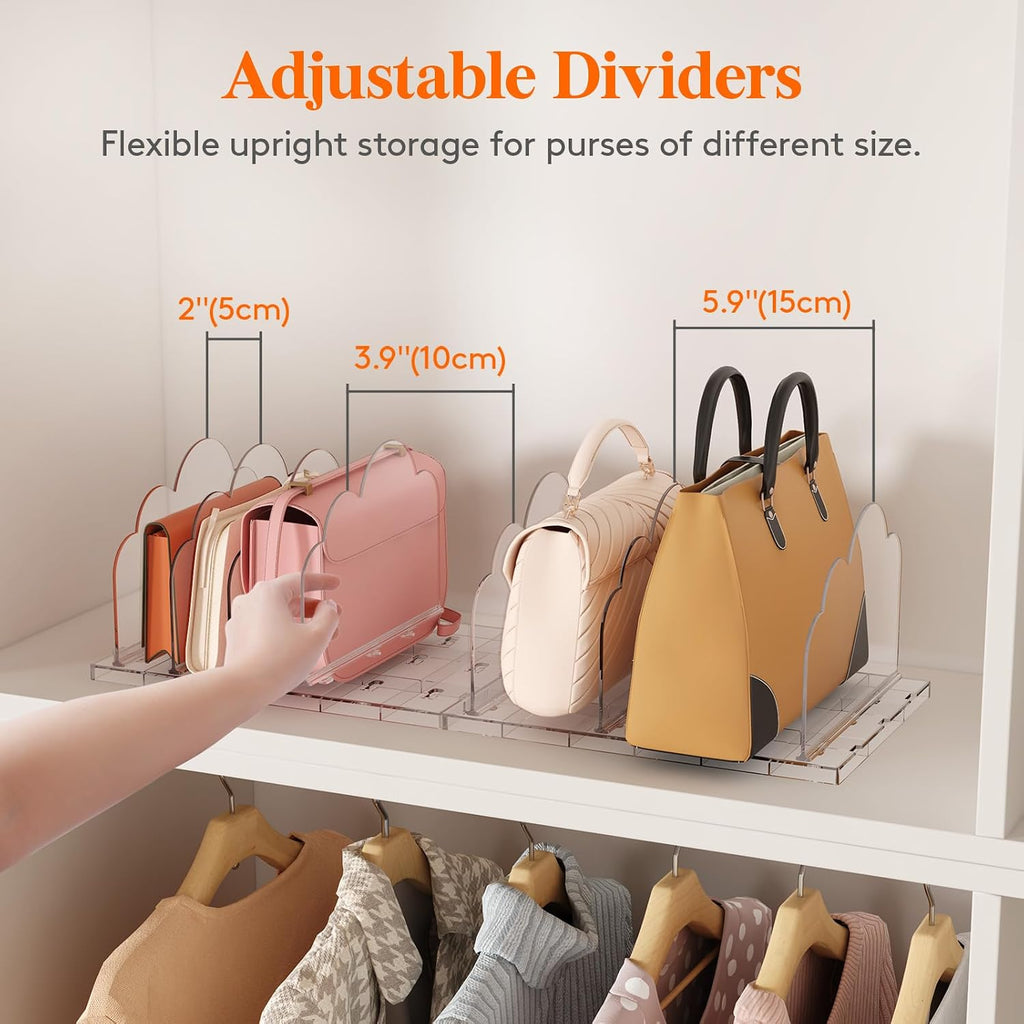 Lifewit Purse Organizer for Closet, Adjustable Clear Handbag Shelf Dividers