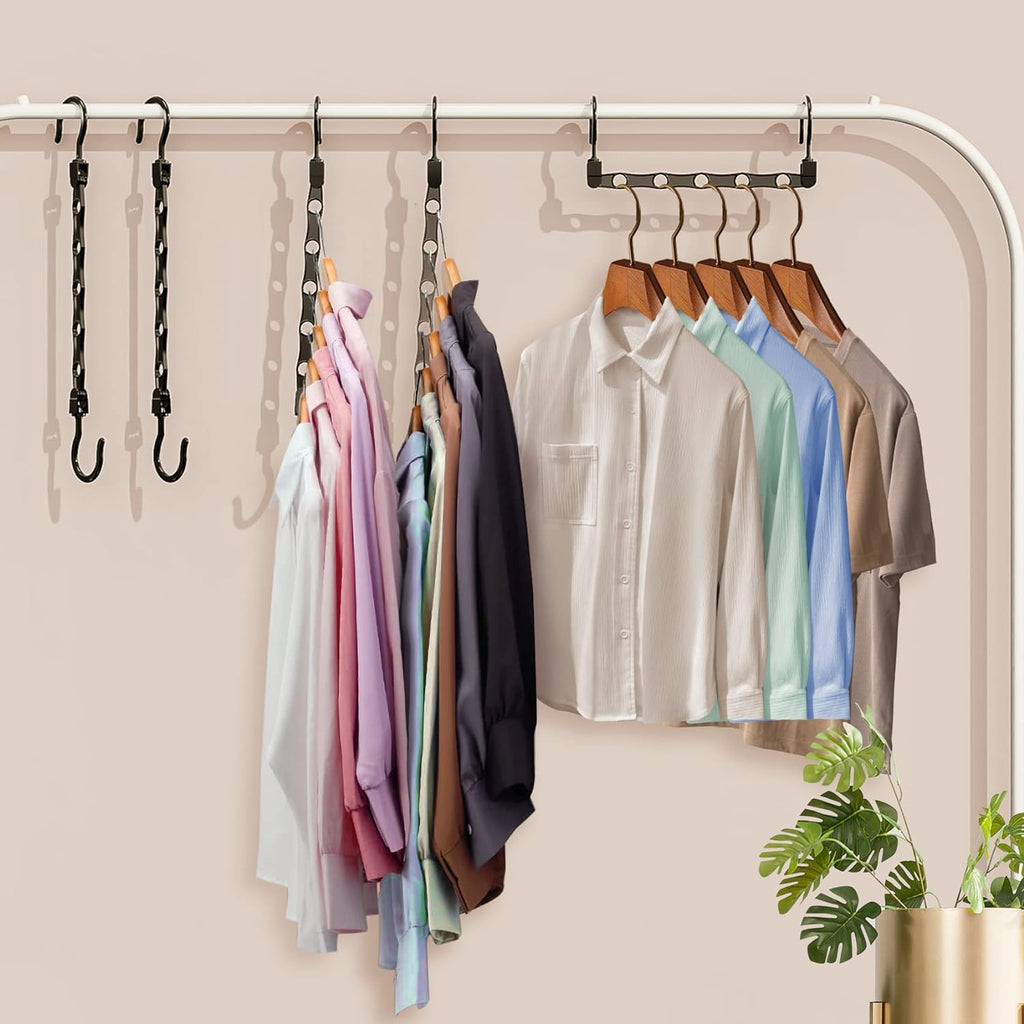 8 Pack Hangers Space Saving Magic Space Saver Smart Plastic Hangers Black