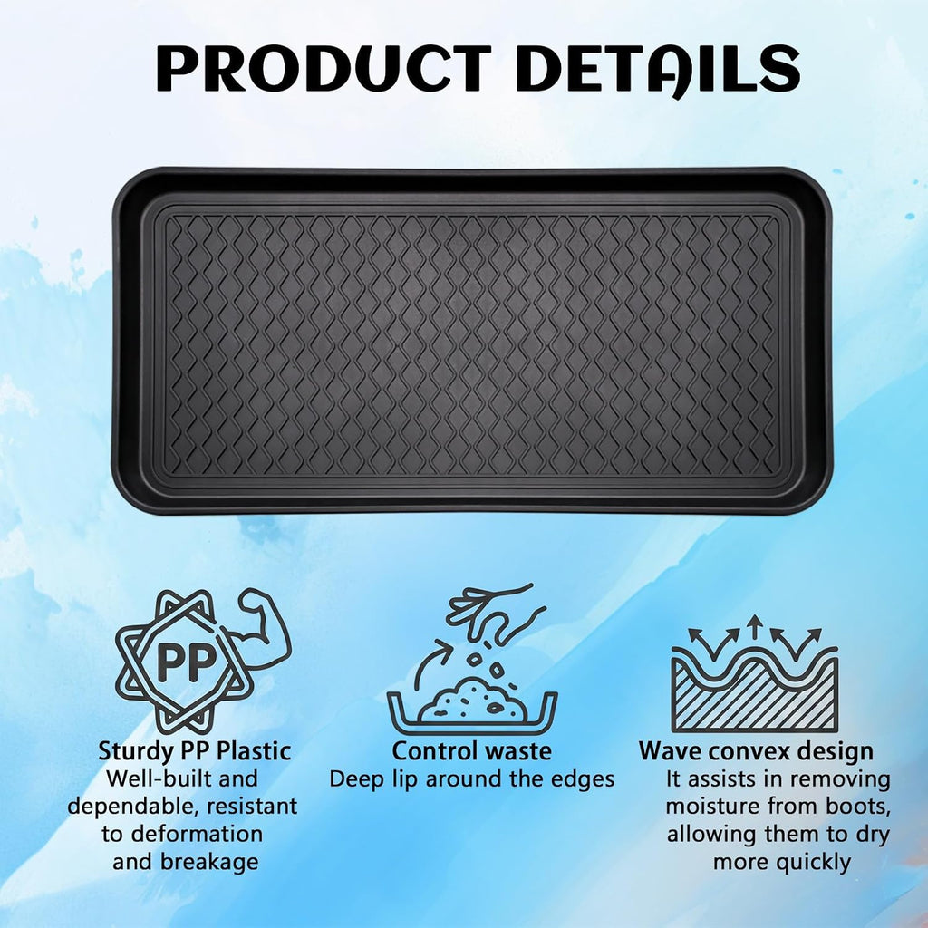 8 Pcs Multi Purpose Boot Tray Pet Feeding Mat Anti Slip Waterproof Protection Shoe Mat for Indoor Outdoor(Black, 30 x 15 x 1.2 inch)