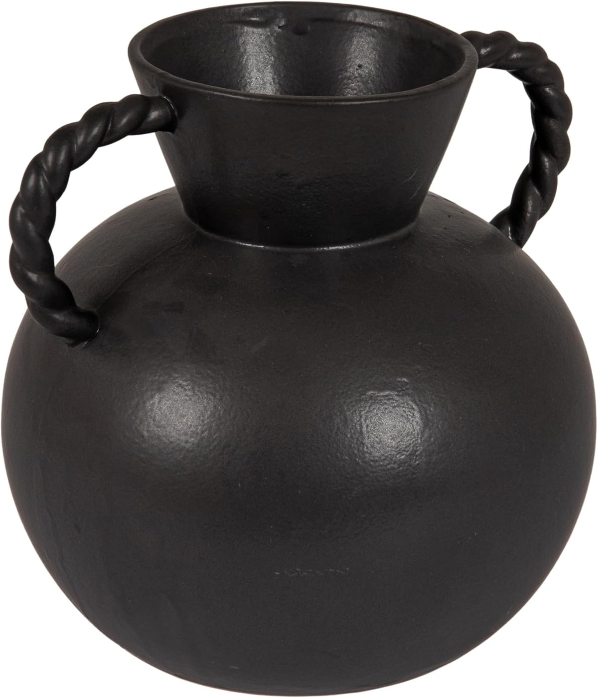 Bloomingville Stoneware Vase with Twisted Handles, Reactive Matte Black Glaze