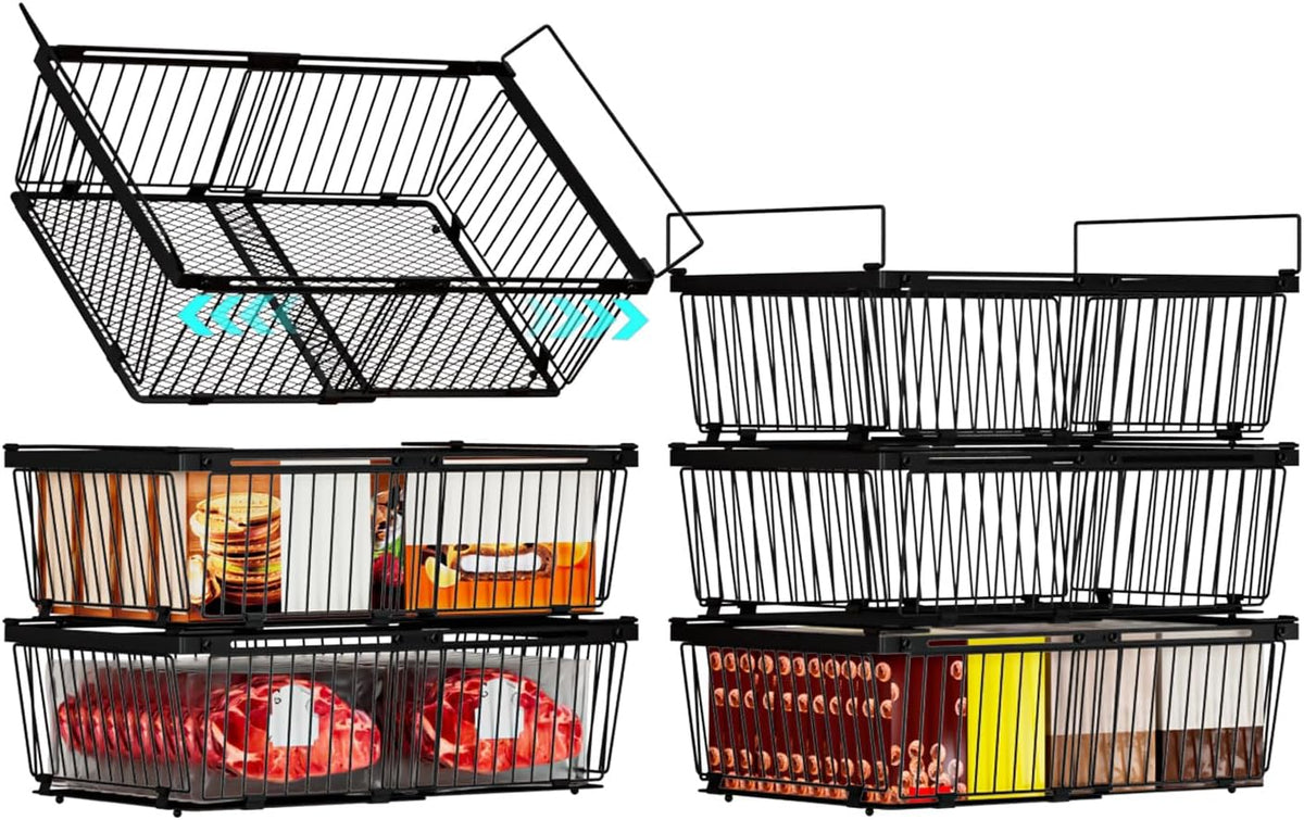 Large Freezer Organizer Bins for 10 to 20 Cu.Ft,Leak-Proof Bottom,6 Pack