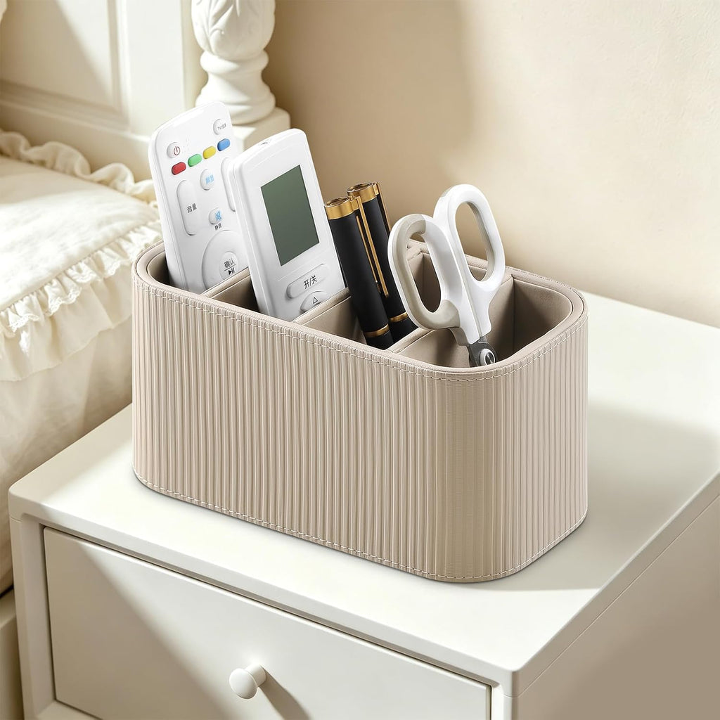 TV Remote Control Holder Remote Holder Caddy Organizer (Beige)