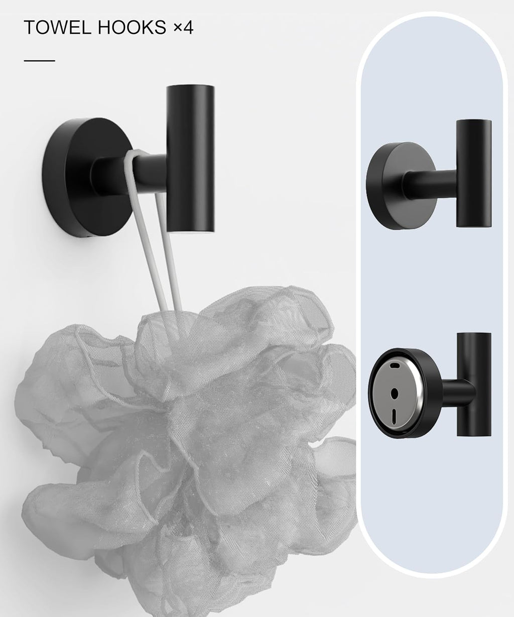 12 Pcs Matte Black Bathroom Hardware Accessories Set SUS304 Stainless Steel