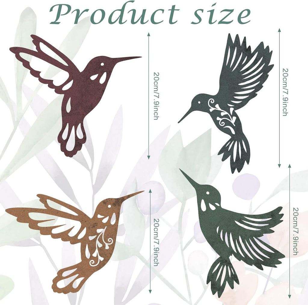 Teling 4 Pcs Metal Hummingbird Wall Art Decor for Modern Farmhouse Home