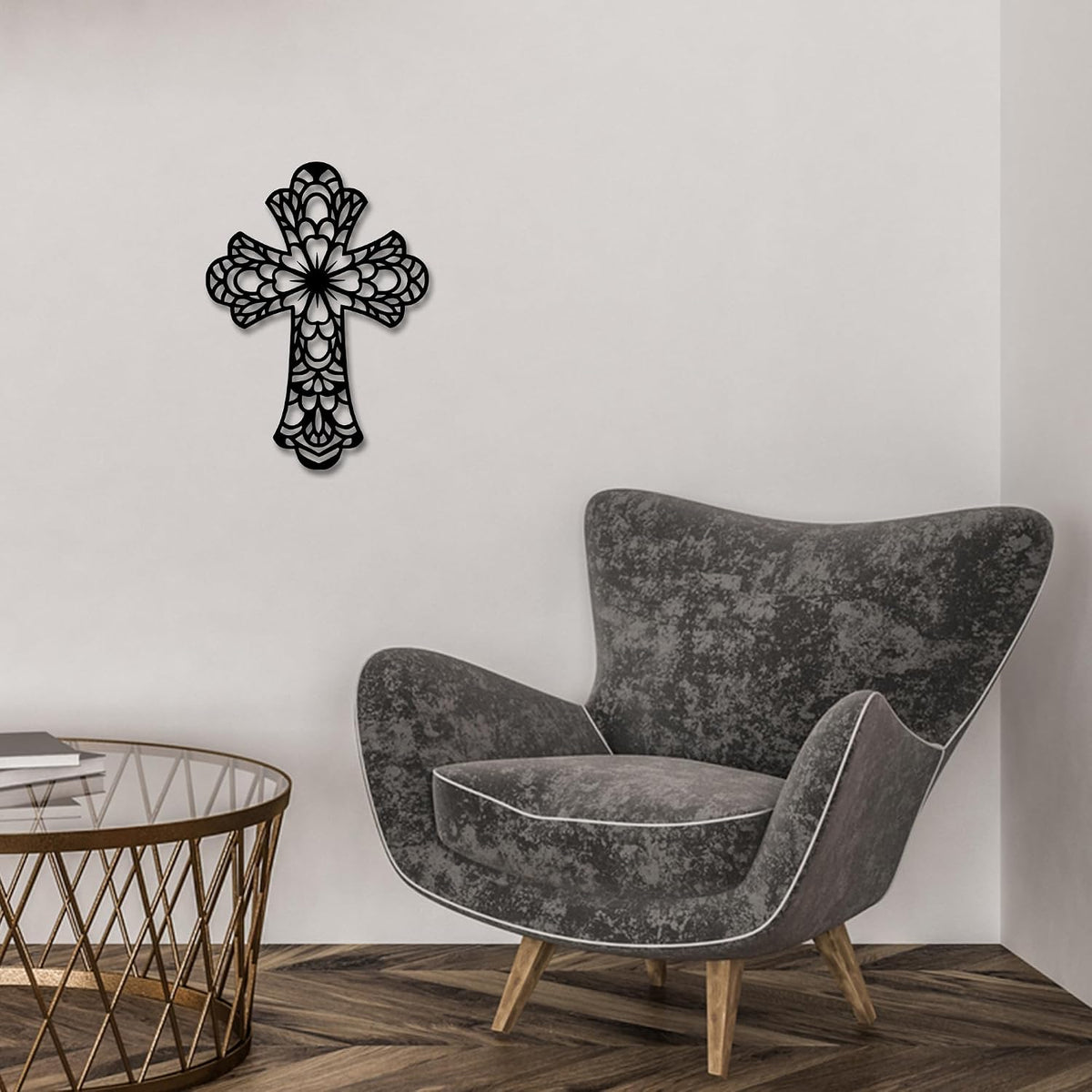 Rajukit Geometry Christian Metal Cross Wall Art for Home