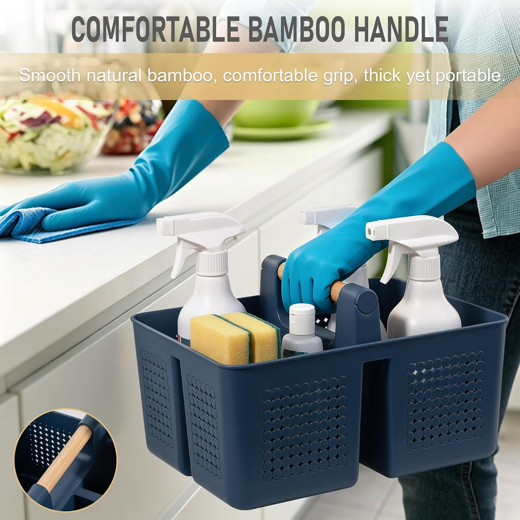 JiatuA Portable Shower Caddy Basket Plastic Caddy Organizer Large Navy Blue