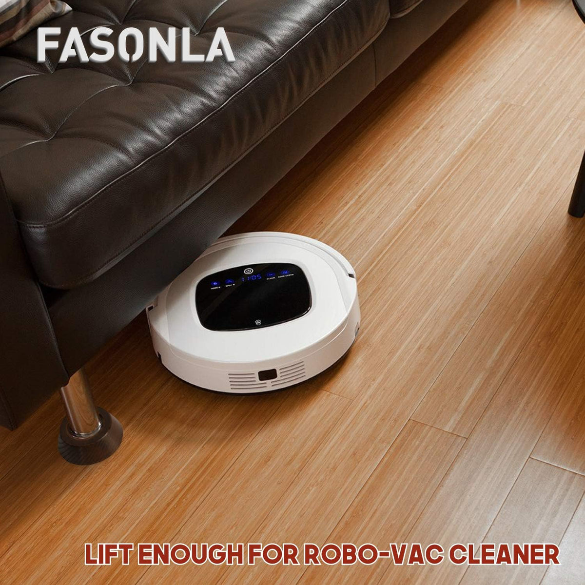 FASONLA Bed Risers, Furniture Risers (Set of 8-Height 1") Can be Adjusted to 2'' 3''or 4'', Lifts Furniture Risers, Solid Natural Wood Risers, Non-Slip Recessed Hole (Walnut Color)