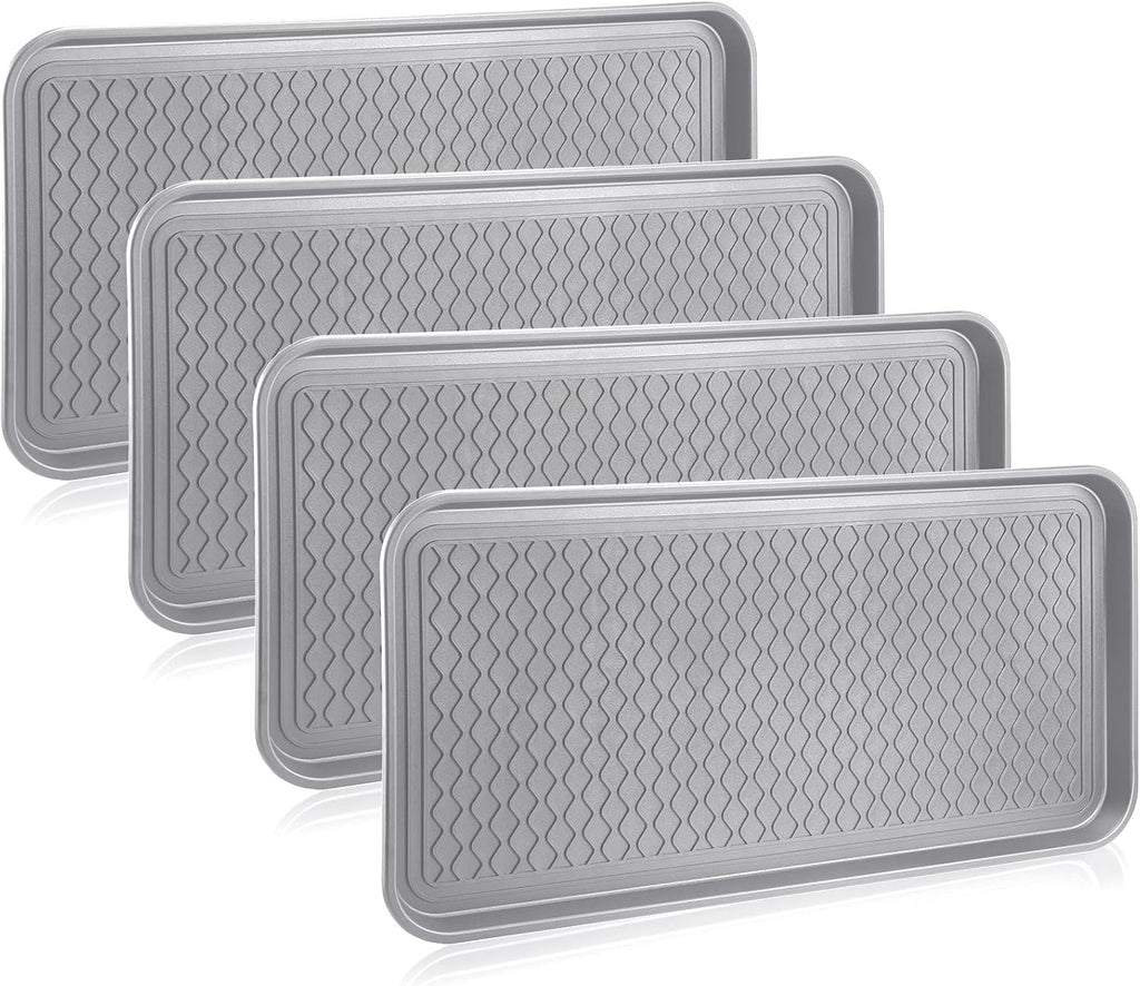 CHENGU 4 Pcs Boot Tray for Entryway Waterproof, 30 x 15 x 1.2 Inch, Grey