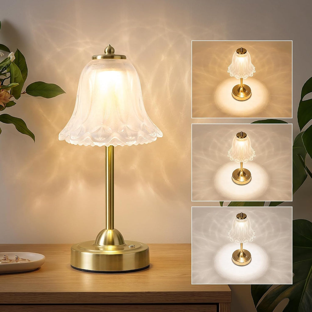 Cordless Table Lamp, Rechargeable Battery Operated Touch Lamp,Frosted White