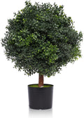 Silk Tree Warehouse One 2 Foot Outdoor Artificial Boxwood Ball Topiary Bush Potted UV Rated Plant by Bagari