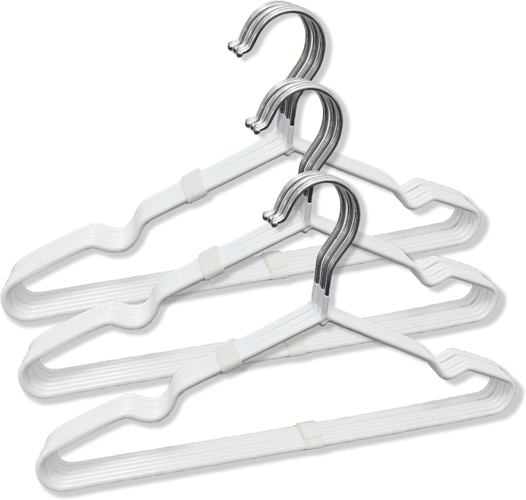 Stainless Steel Rubber Hangers 24-Pack, Heavy Duty Non-Slip Ultrathin White