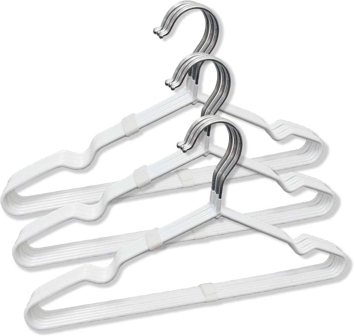 Stainless Steel Rubber Hangers 24-Pack, Heavy Duty Non-Slip Ultrathin White