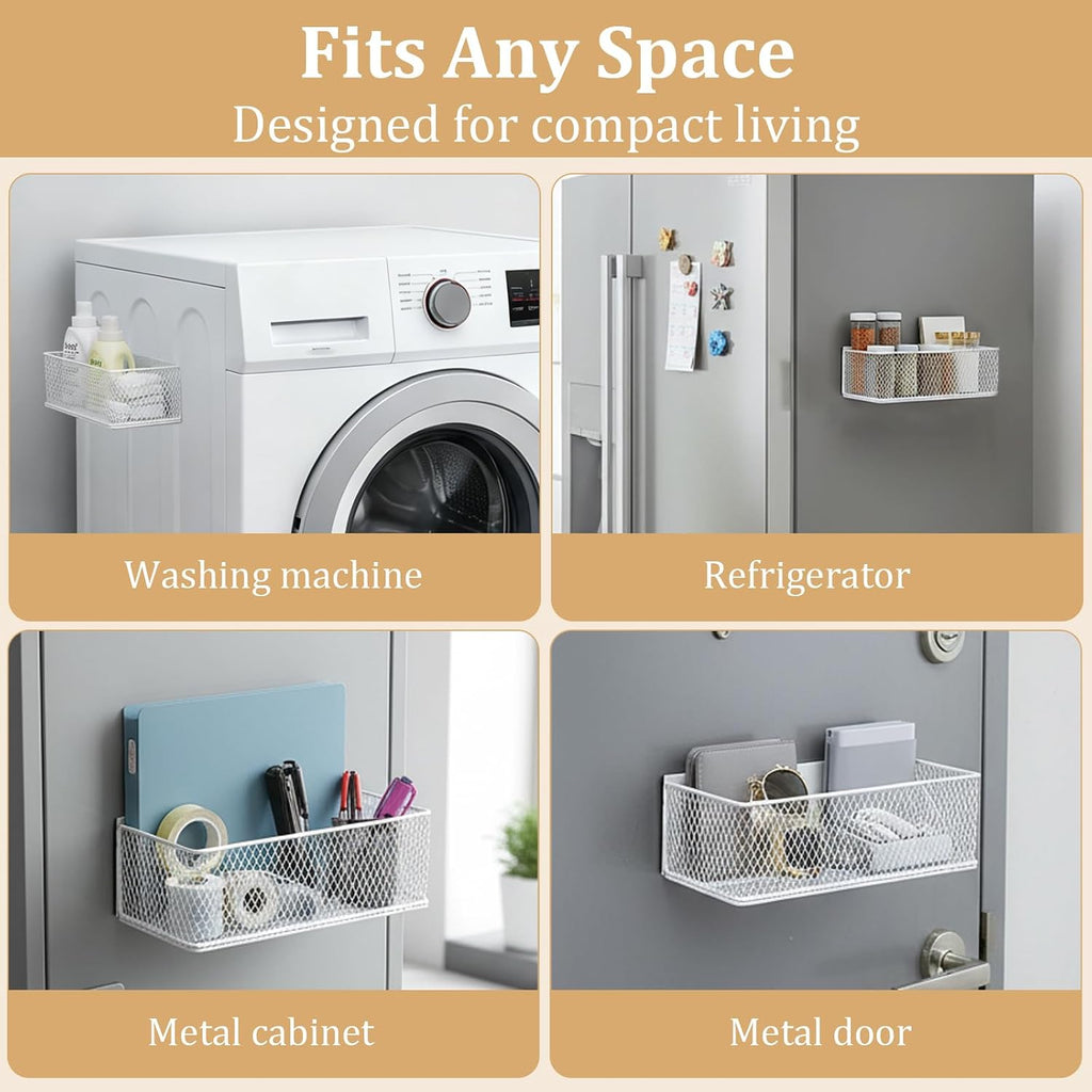 Magnetic Wire Storage Basket, Magnetic Shelf for Fridge Wash Machine Dryer