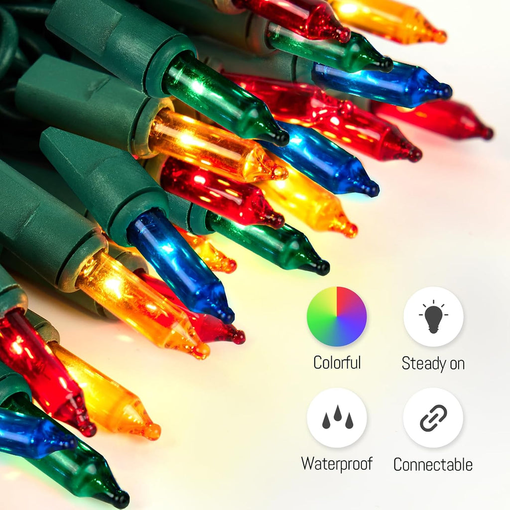100 Count Multicolor Christmas Lights Plug in, Multi Color String Lights Indoor for Bedroom,Xmas Lights 21ft Christmas Tree Lights Indoor with Colorful Incandescent Mini String Lights for Outside