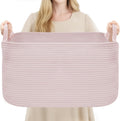 YOUDENOVA Large Blanket Basket, Rectangle Cotton Rope Storage Basket, Pink