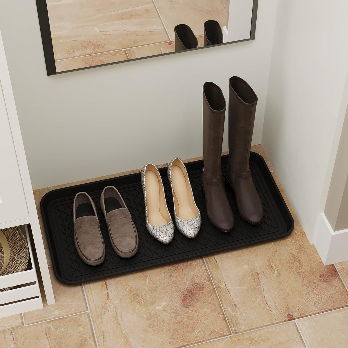 Ottomanson Multipurpose All Season Boot Tray Mat, Reusable Pee Pad For Dogs, 15" x 30"