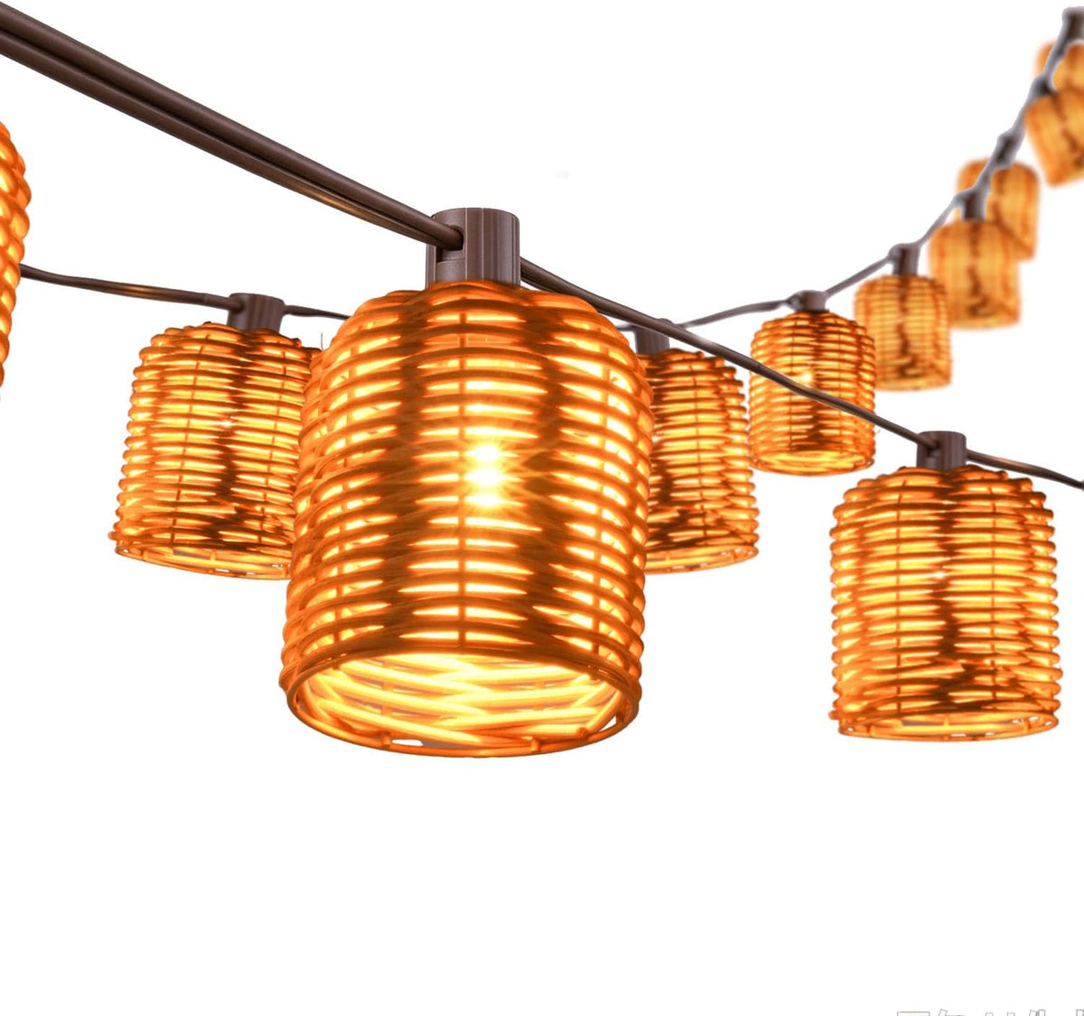 Plug-In Lantern String Lights, 13FT Rattan String Lights 10 Bulbs White