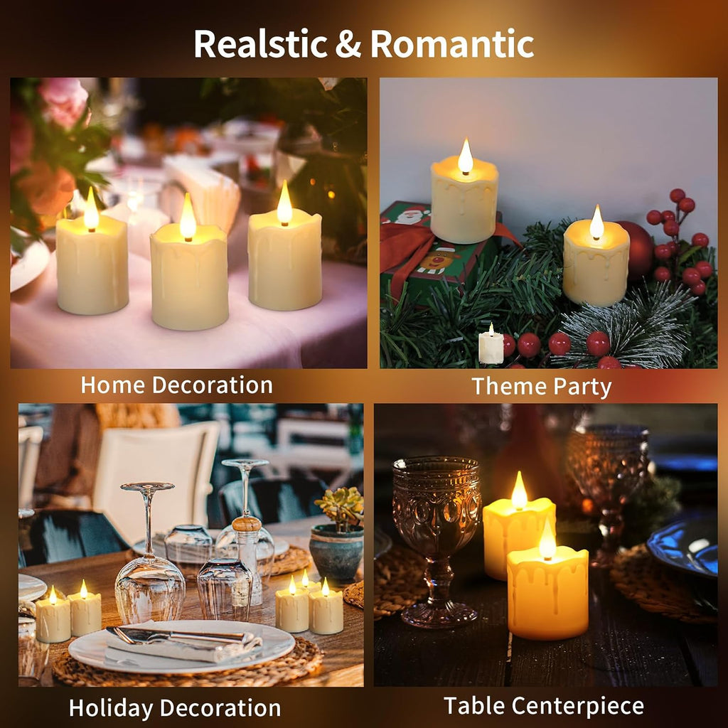 Rechargeable Tea Lights Candles with Remote, 6pcs Tea Lights Candles Battery Operated with Timer & USB Cable, Flameless Tealight Candle for Halloween, Home, Christmas Decoration