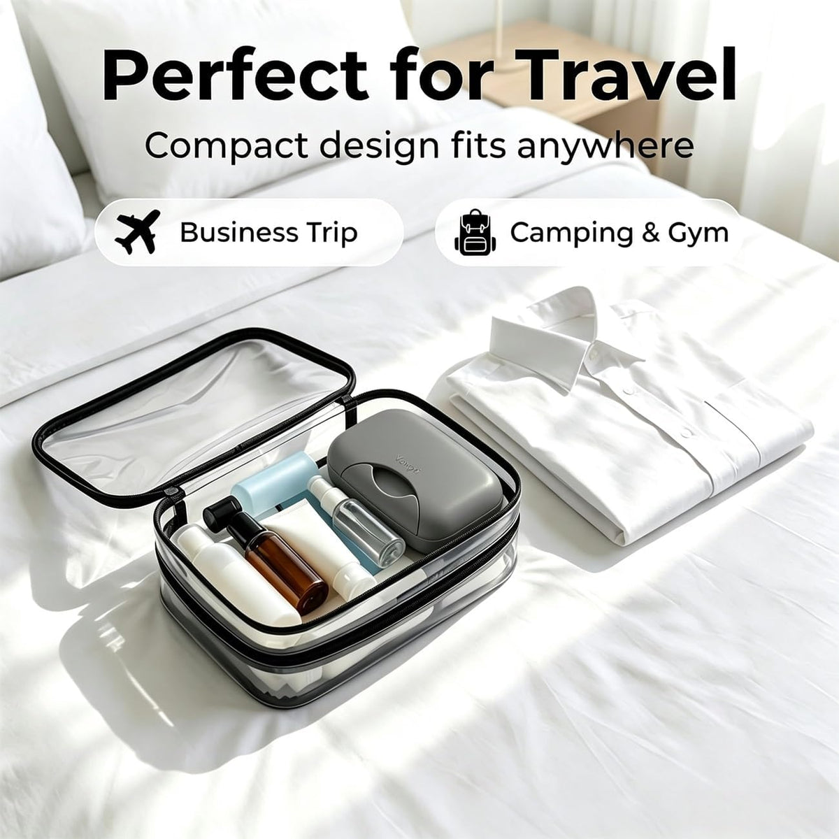 Travel Soap Holder Bar Soap Dish Shower Soap Saver Case Container Box for Bathroom Camping Gym Vonpri (Gray Without Bag)