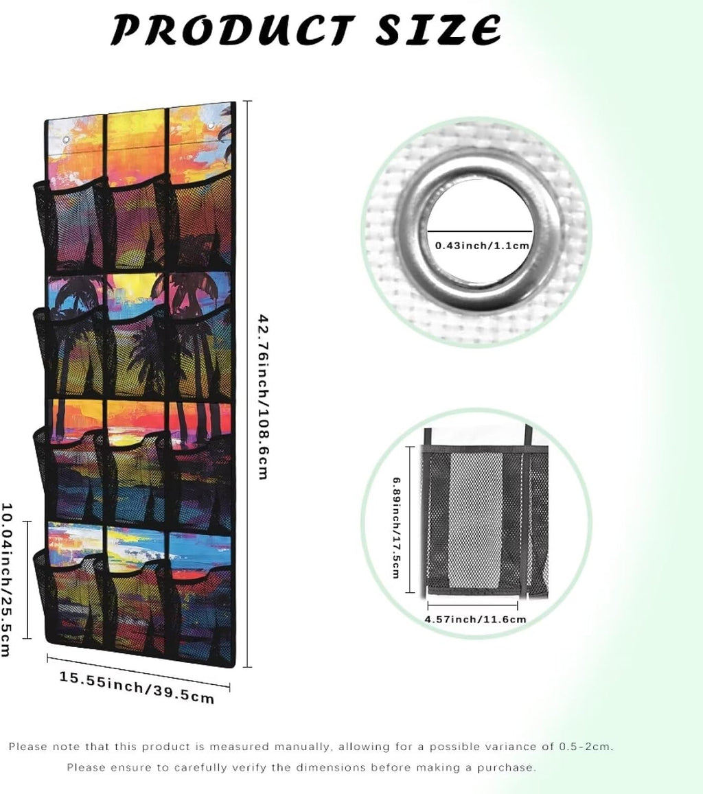 Colorful Sunset Over The Door Shoes Organizers,Behind Door Shoes Hang Holder Rack,Storage for Small Spaces