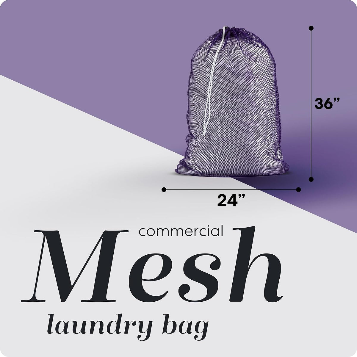 Handy Laundry Mesh XL Laundry Bag 24"x36", Heavy Duty Drawstring, Purple