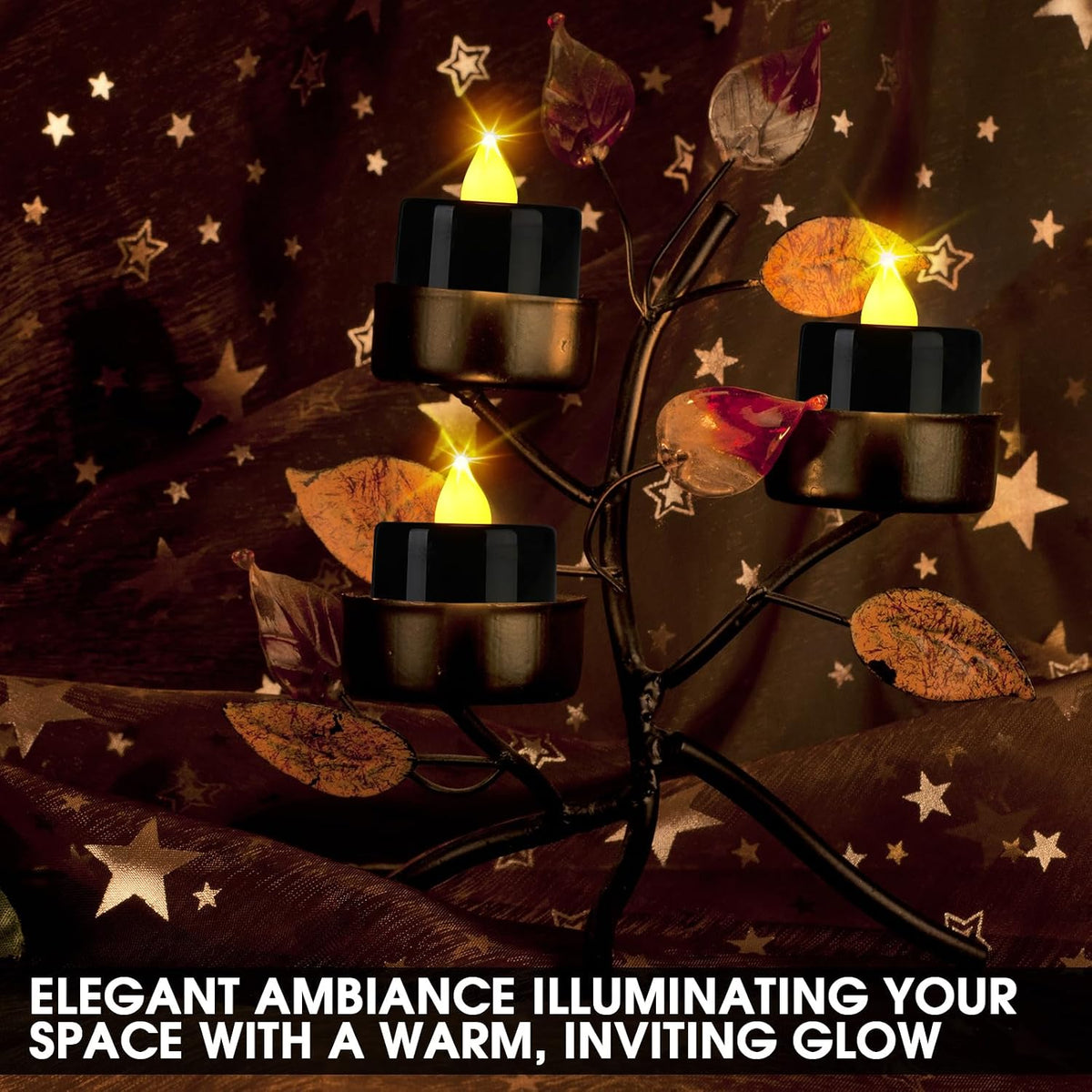 Coume 72 Pack Flameless Tea Light Candle Bulk, Black