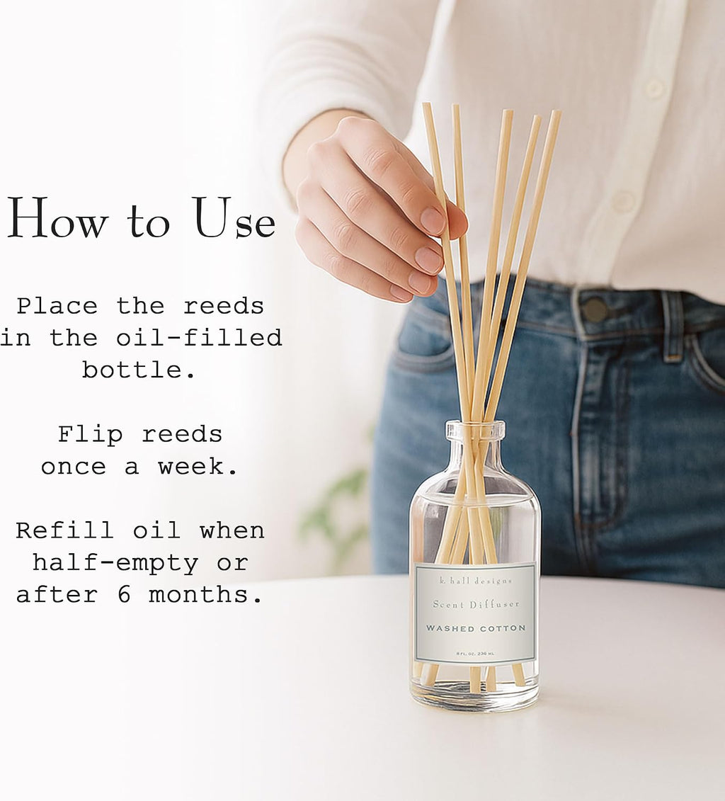 K. Hall Designs Washed Cotton Boxed Diffuser Kit, Refreshing Clean Scent