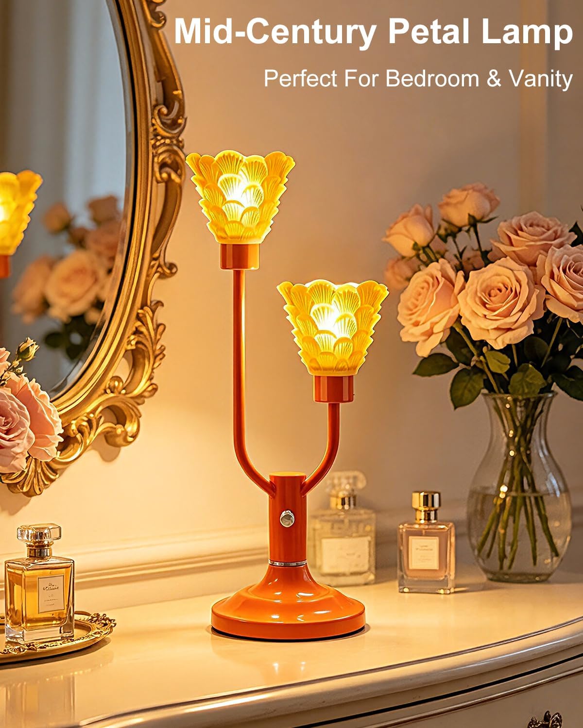 Lightdot Mid Century Modern Table Lamp Orange Vintage Lamp Gift Dimmable