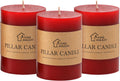 3x4 Inch Red Pillar Candles Set of 3 - Decorative Unscented Pillar Candle