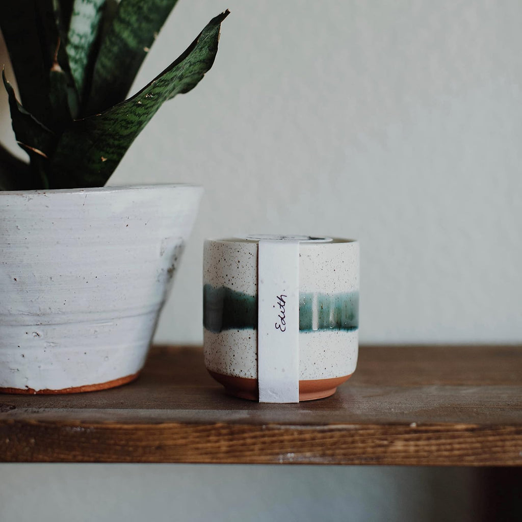 Hyggelight - The Growing Candle, Lavender Scented, 8.5oz Ceramic Pot, Single Wick Aromatherapy Candles, 100% Soy for Women and Men, Edith