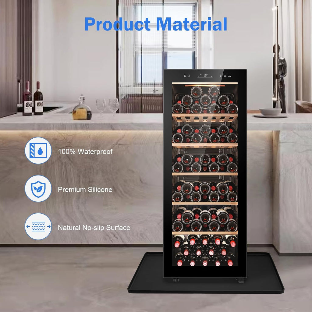Mini Fridge Silicone Mat with Raised Edge, 25.6''x23.6'' Under Refrigerator Mat, Mini Fridge Drip Pan Prevent Water Leakage and Floor Damage, Leakproof Mat for Under Small Fridge Refrigerator Freezer