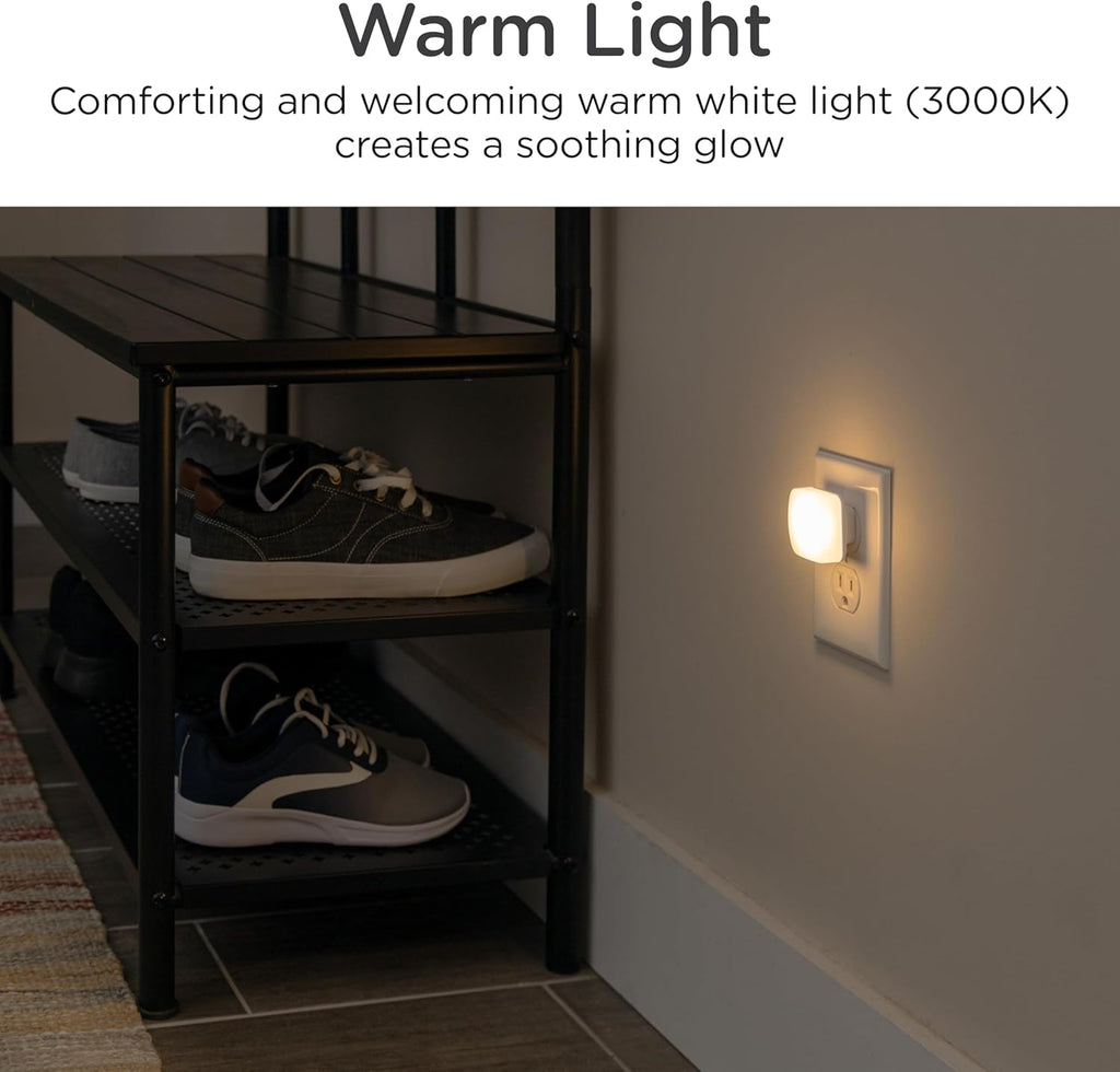 Lights By Night Mini Square LED Night Light, Plug in, Dusk to Dawn Sensor