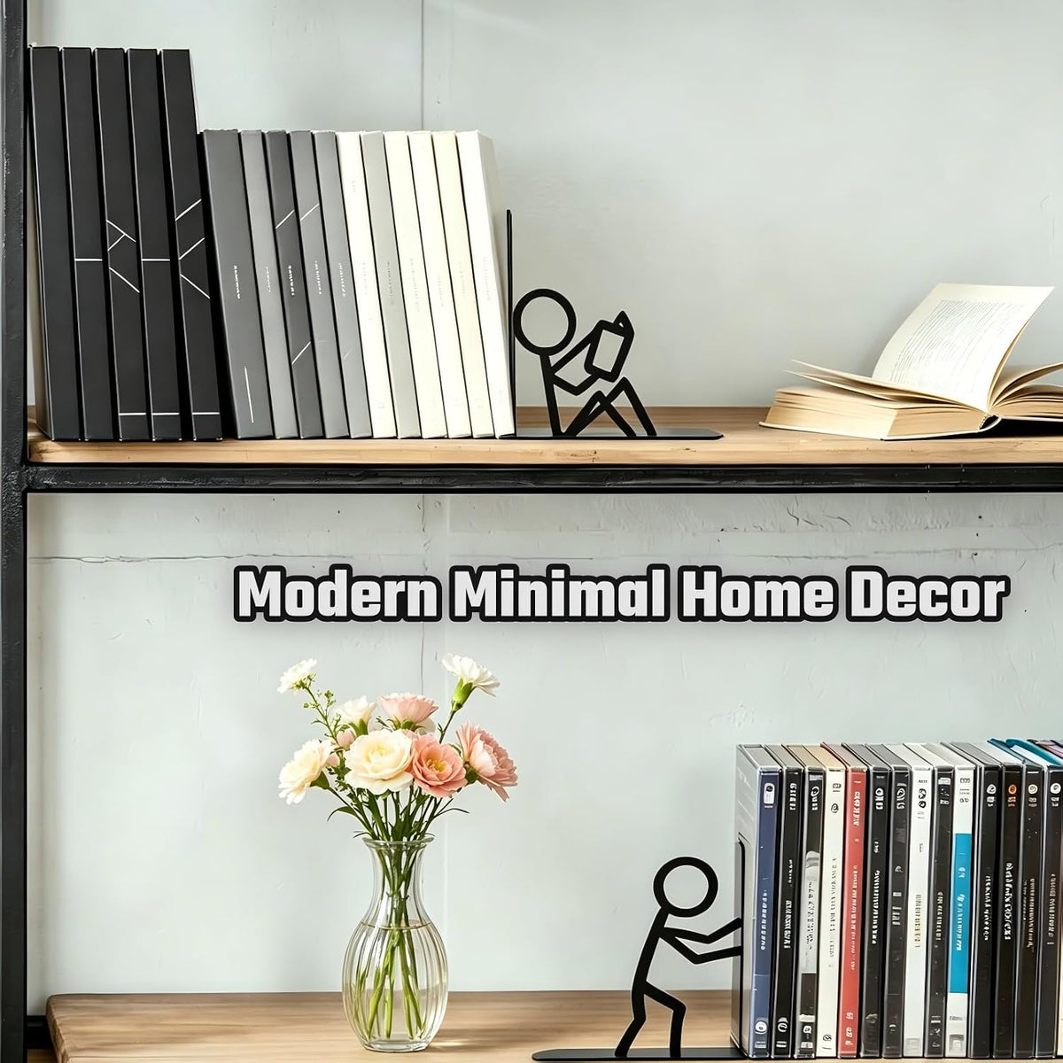 Book Ends for Shelves Black 2pcs