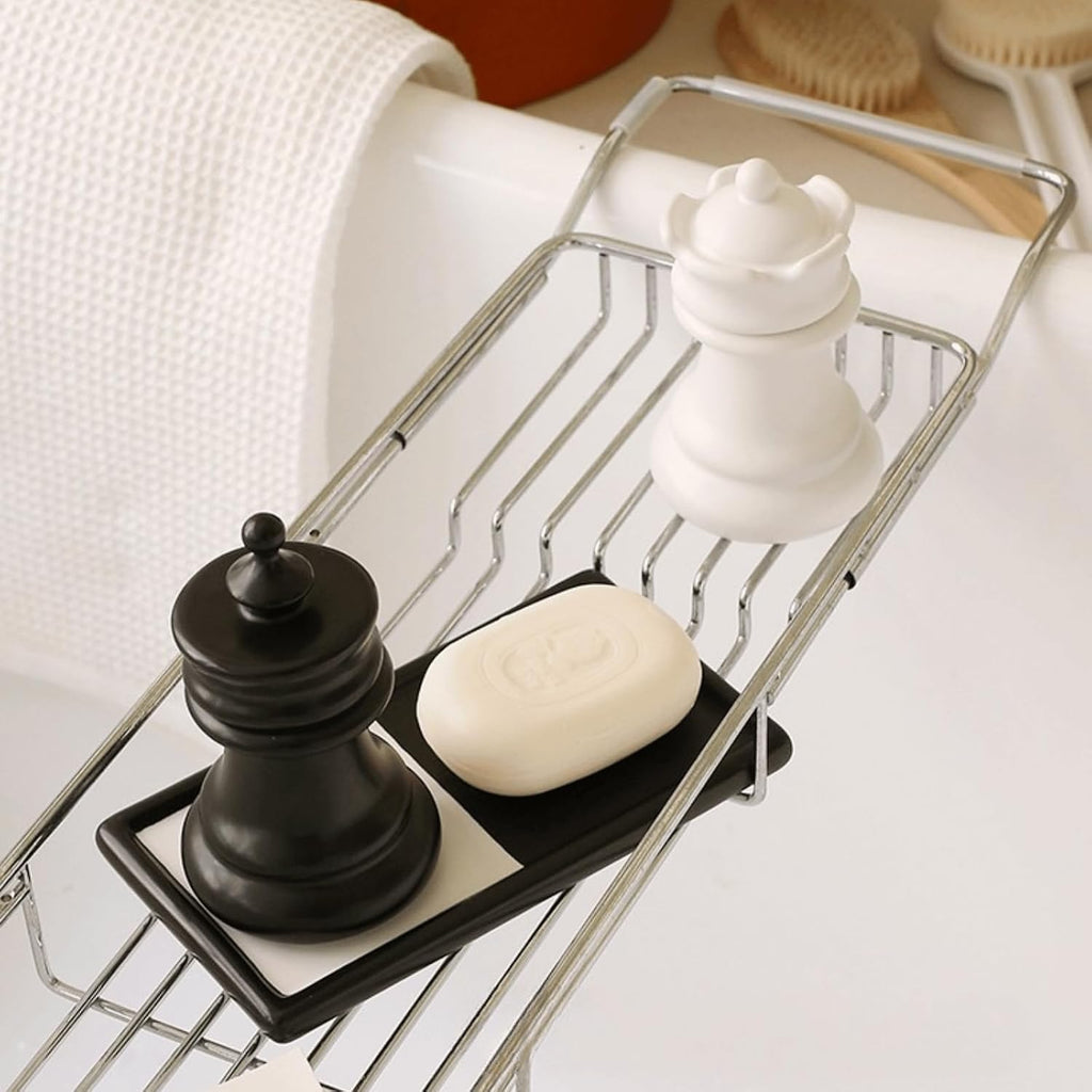 Ceramic Chess Qtip Holder Set, King & Queen Storage Jars