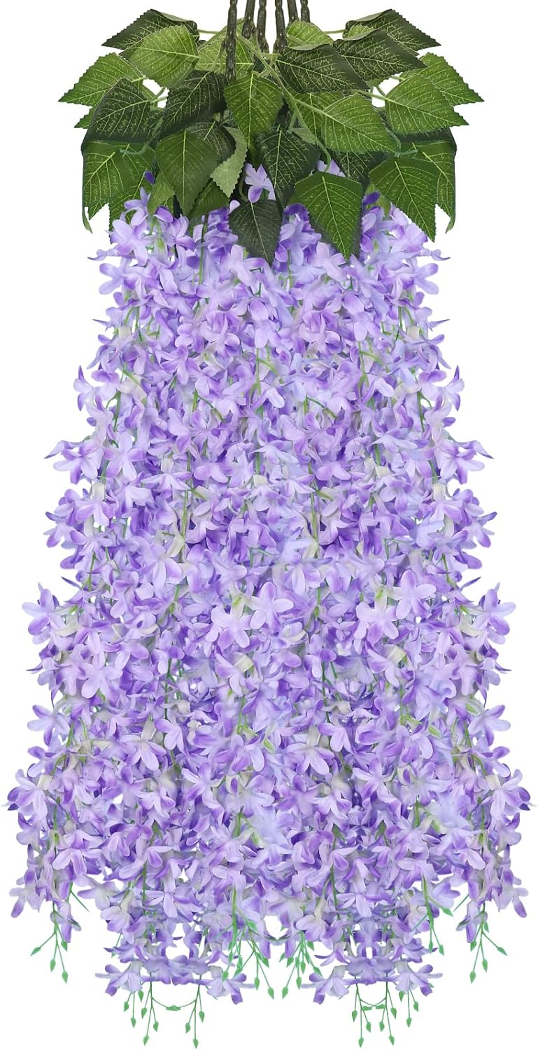 RECUTMS Artificial Lilac Flowers Garland 6Pc 33.5in Hang Silk Purple Floral