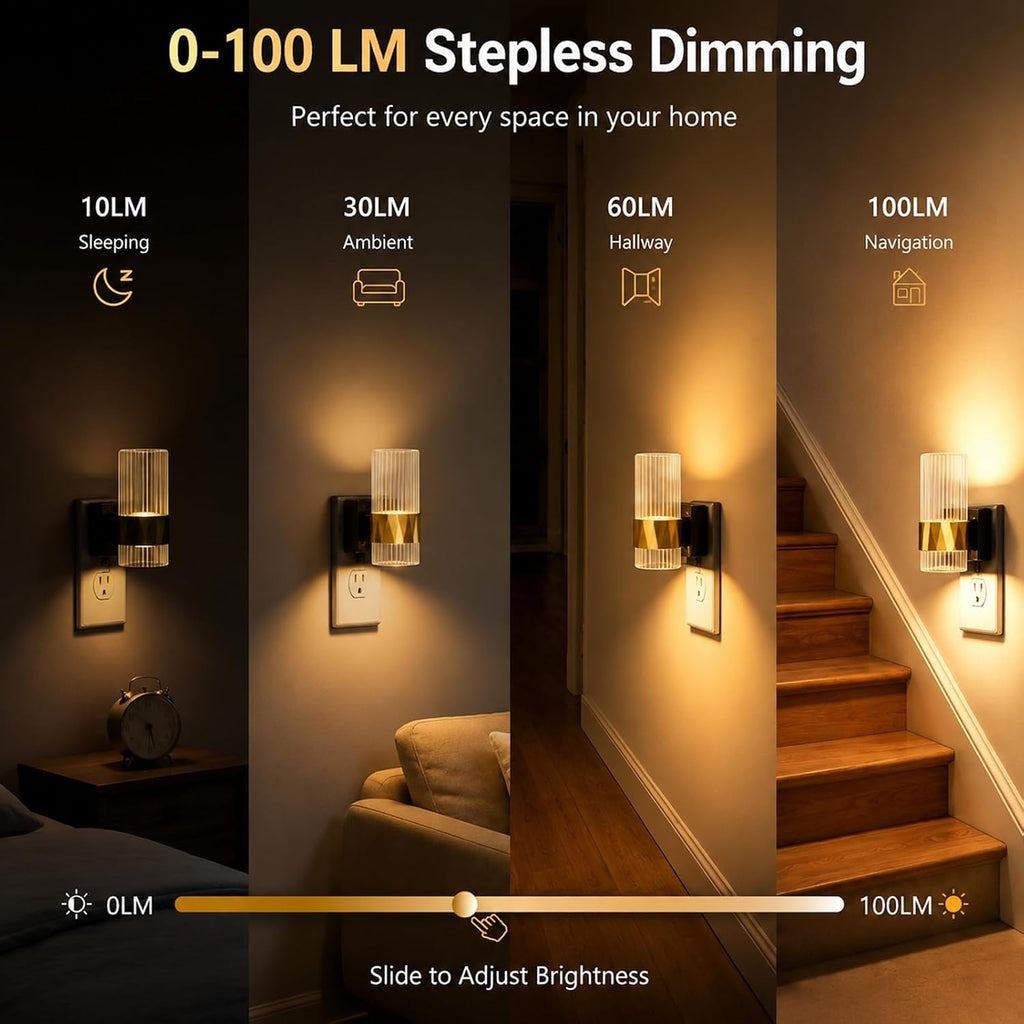 LED Night Lights Plug into Wall, 2Pack Dimmable Night Light