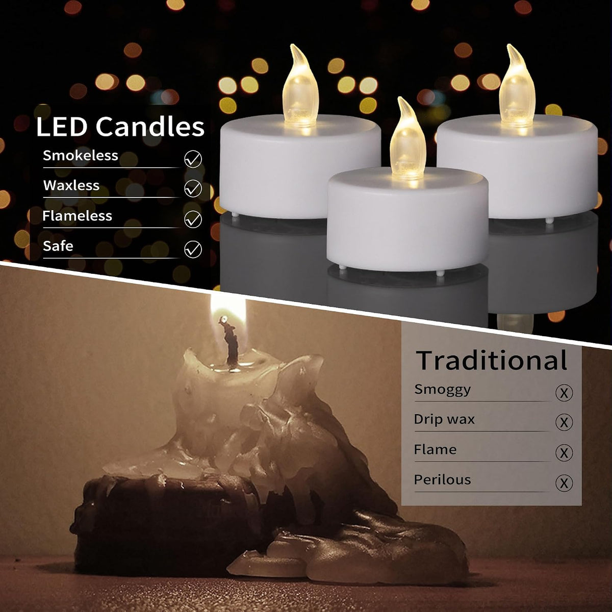 LED Tea Light Flameless Candles with Remote Control Flickering Tealight Long Lasting, Battery Operated with Timer for Halloween Home Decoration Seasonal &Festival Celebration WarmWhite (50pcs)