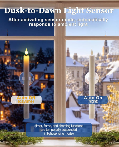 10 Pack Window Candles Battery Operated with Sensor Dusk to Dawn & Remote